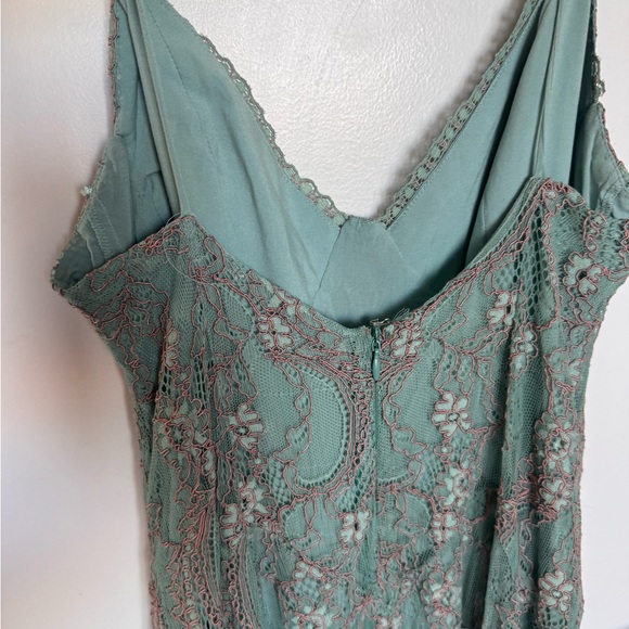 Free People Light Blue Lace A-Line Knee Length V-Neck Dress Size 4 - Picture 6 of 10